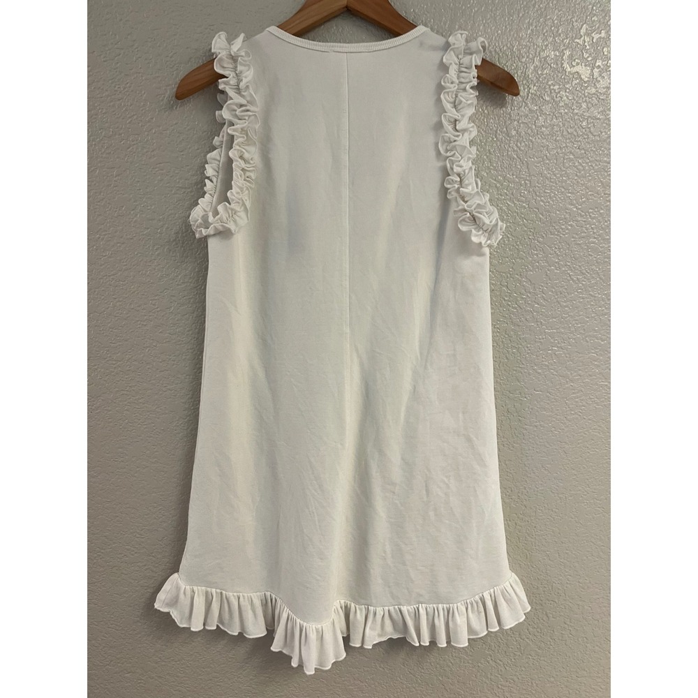 Sundays White Ruffle Sleeve V-Neck Mini Dress Cotton Blend Small - Picture 5 of 7